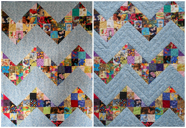 scrappy I Spy chevron quilt