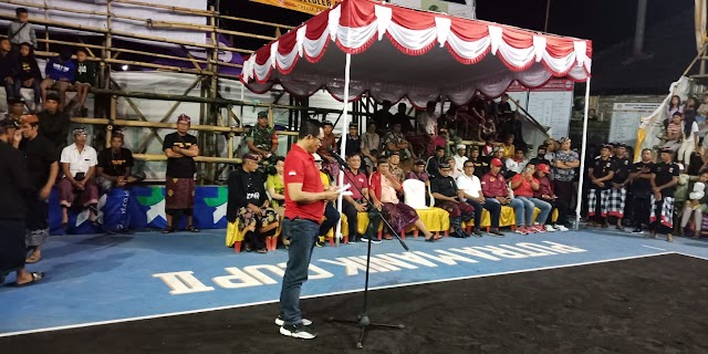 Sinergisitas Babinsa dan Babinkamtibmas Amankan Turnamen Bola Voly Putra Cup II di Banjar Maniktawang
