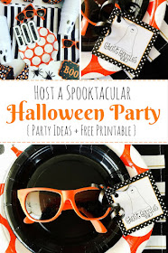 Host a fun Halloween party for kids! Create these super cute Halloween Ghost Goggles favors. Includes free printable favor tag!