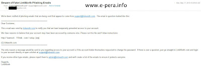 Fake LinkWorth Phishing Email