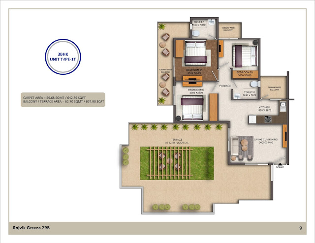 Rajvik Greens 79b 3bhk 1T Floor Plans