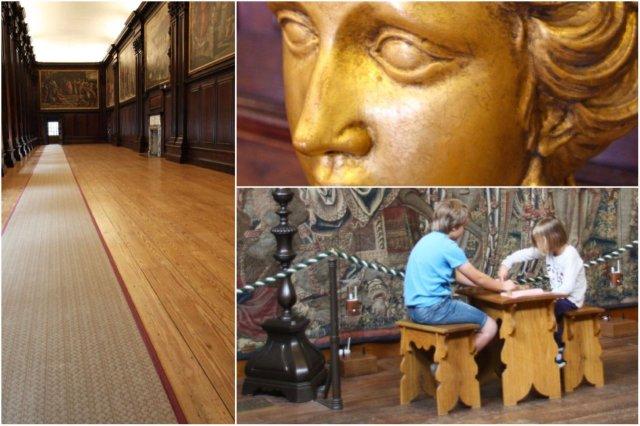 Larga sala de pinturas, Escultura, Ninos jugando a un juego de mesa en el Palacio de Hampton Court, Londres