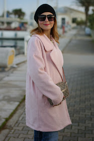 oversized pink coat, gucci pink bag, owl sweater, fashion and cookies, fashion blogger