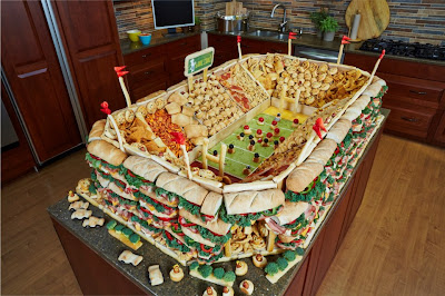Huge superbowl feast stadium subs snacks