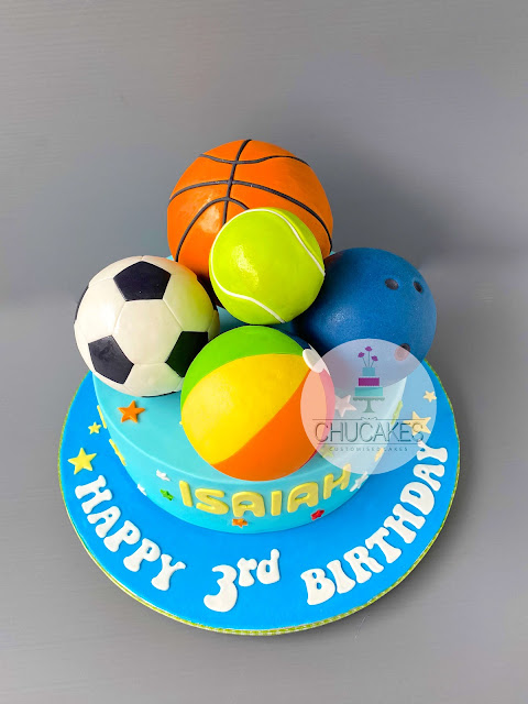 Soccer basketball tennis bowling beach ball cake chucakes singapore sports ball