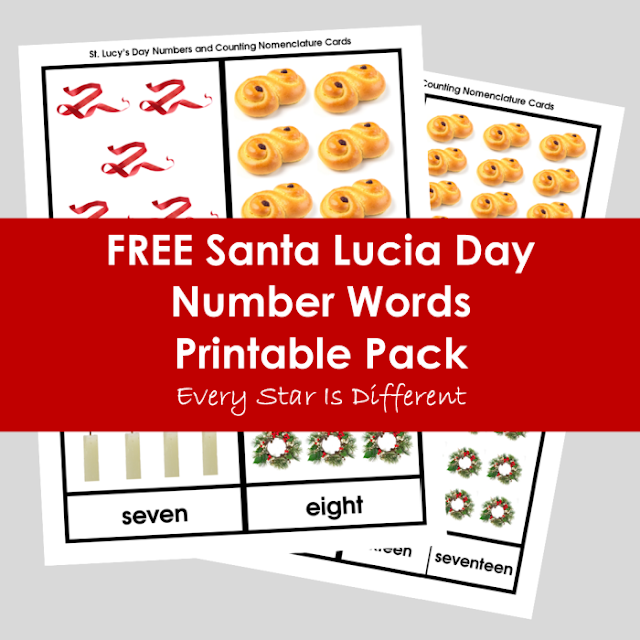 Santa Lucia Day Number Words Printable Pack