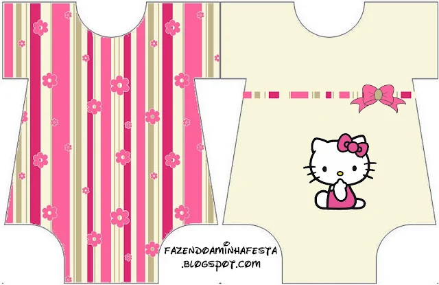 Hello Kitty with Flowers,  Baby Bodysuit invitation.