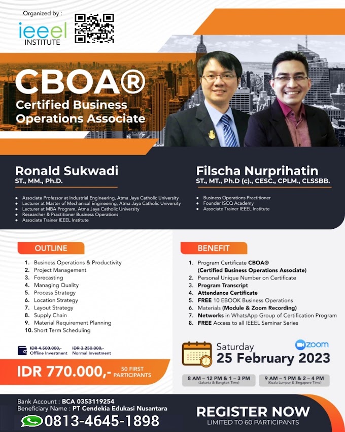 WA.0813-4645-1898 | Certified Business Operations Associate (CBOA®) 25 Februari 2023