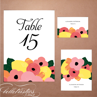 printable diy floral citrus hand drawn wedding reception table number escort card template