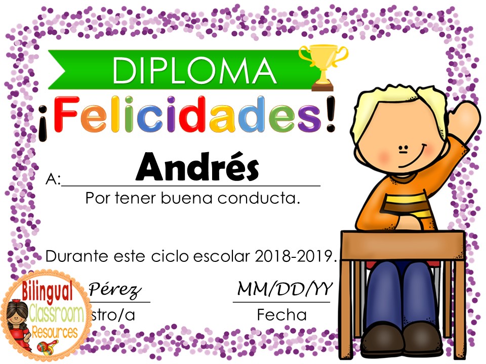 End of the year Editable Awards In Spanish-Distance Learning