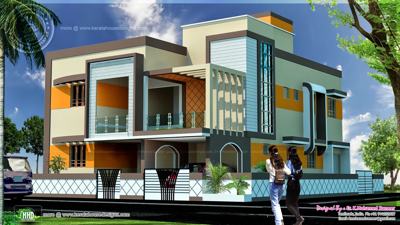 4 bedroom Tamilnadu  style house  exterior Home  Kerala Plans 