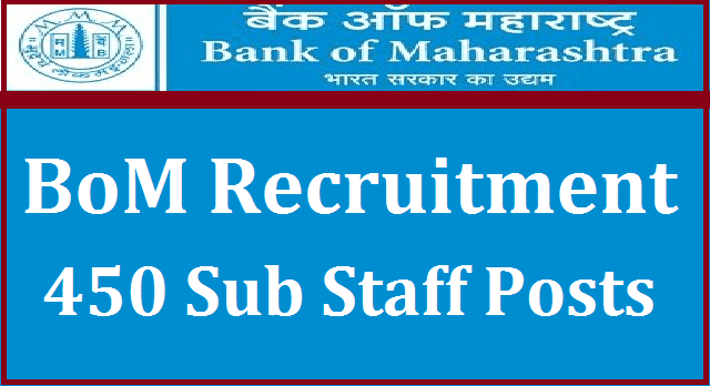 latest jobs, AP Recruitment, TS Recruitment, AP Jobs, TS Jobs, Bank jobs, Bank of Maharashtra, Sub Staff Posts