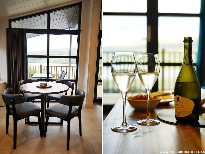 The dining area in the Waterfront Lodge at Loch Tay Highland Lodges