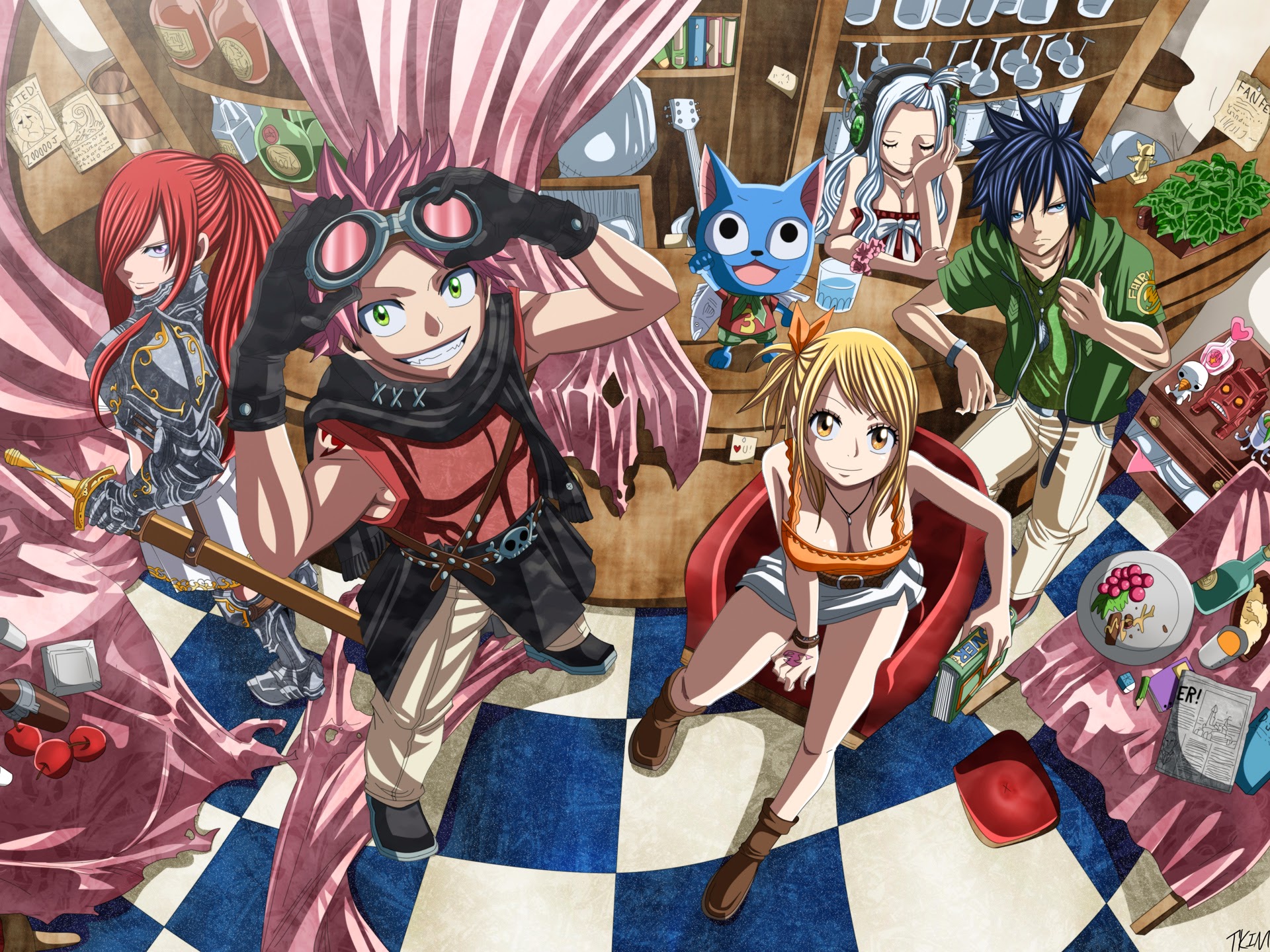 ... tail erza natsu lucy gray happy mirajane guild member hd wallpaper