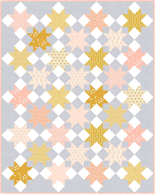 Shining Stars quilt pattern in Sunbeam fabric from Ruby Star Society