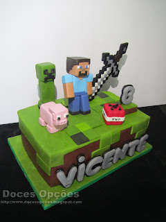 bolo aniversário minecraft susana doces opções 