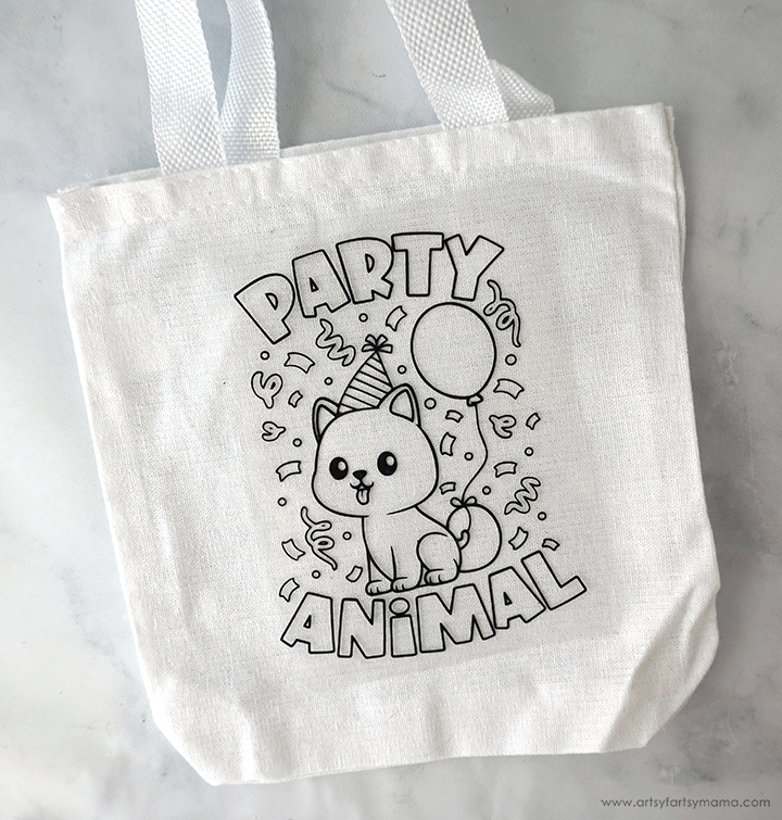 Party Animal Coloring Page Tote Bag + Free Cut File