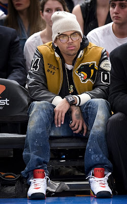 Chris Brown at the NY Knicks Game