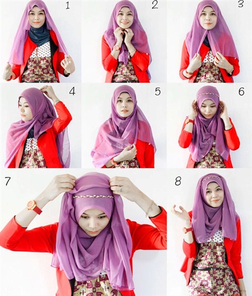 contoh tutorial hijab segi empat kreasi trend terbaru 2017/2018