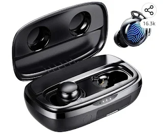 Tribit Wireless Earbuds, 100H Playtime Bluetooth 5.0 IPX8 Waterproof Touch Control True Wireless Bluetooth Earbuds with Mic Earphones in-Ear Deep Bass Built-in Mic Bluetooth Headphones, FlyBuds 3