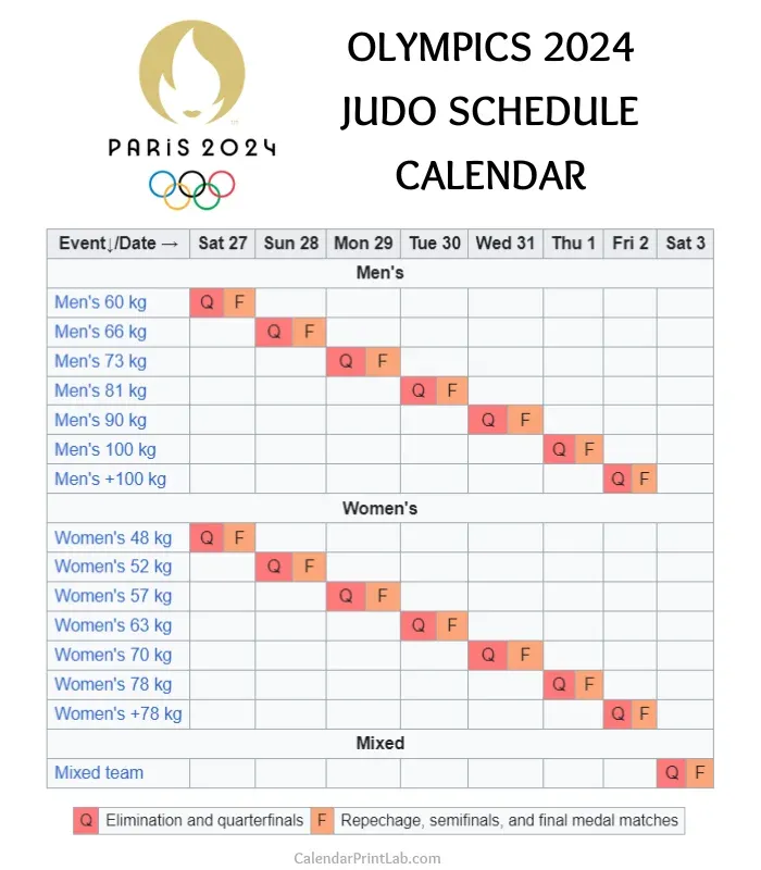 olympics 2024 judo schedule calendar