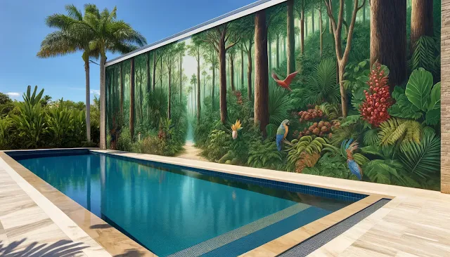 Murales pared para piscinas bonitos exterior
