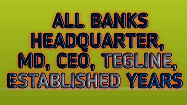 List of Headquarters and establishment years of public sector banks in India, CEO, MD, established years 