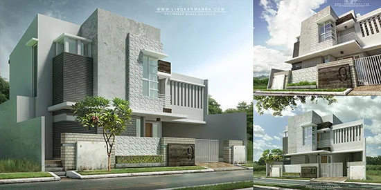 Desain rumah minimalis  luas 161 m2 4 kamar tidur 2 lantai