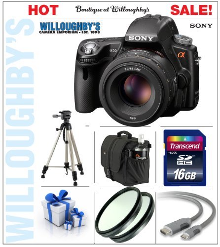 Sony Alpha DSLR-SLT-A55 16.2MP Digital Camera [OutFit] + Sony 85mm f/2.8 SAM mid-range Telephoto Lens + 15Pc Starter Pack # 6