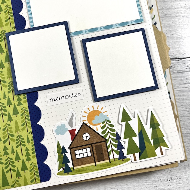 Lake Life Scrapbook Album Page for photos of boating, hiking, and enjoying a cabin