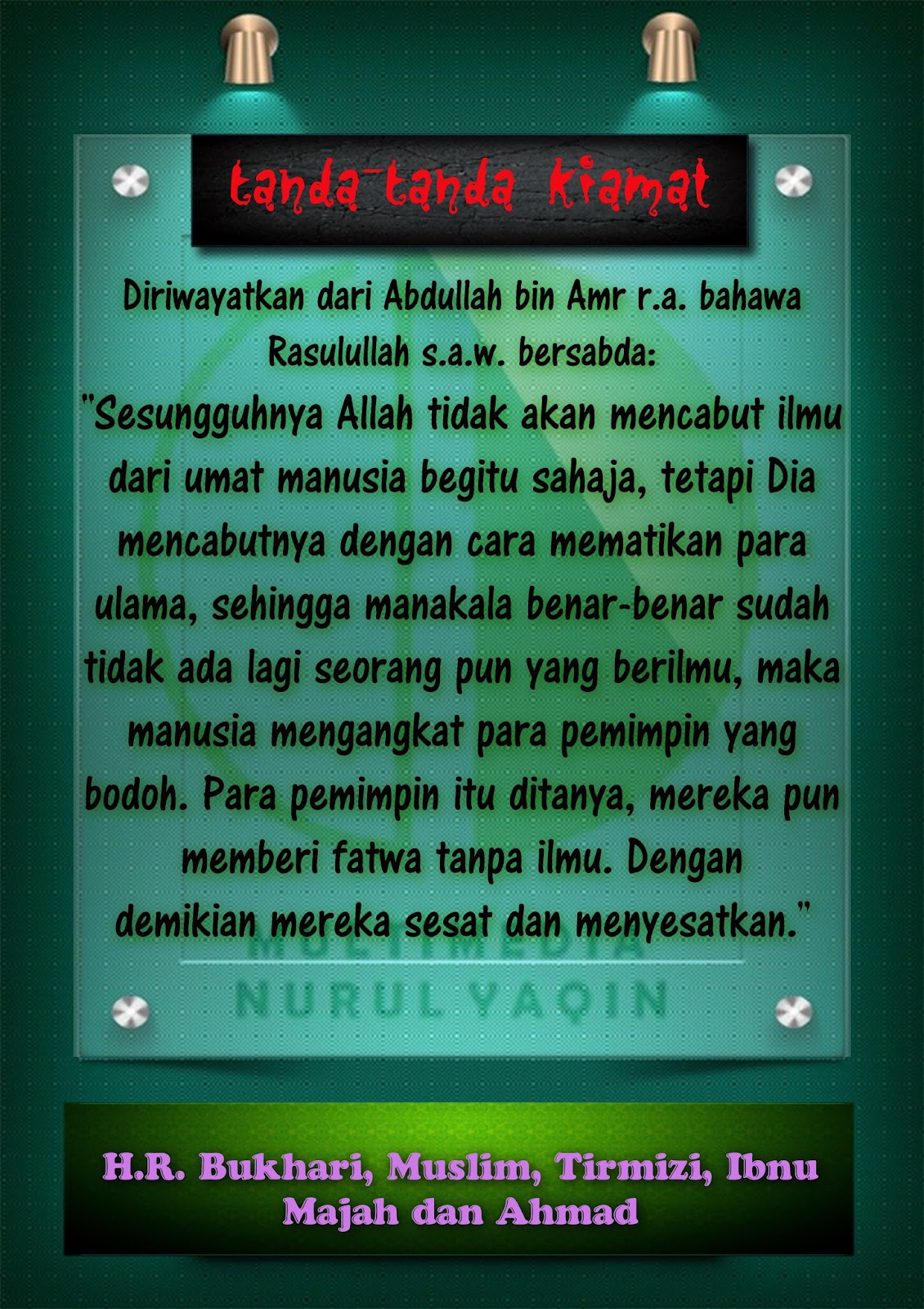 J - Surau Nurul Yaqin: Tanda-Tanda Kiamat (ILMU DICABUT 