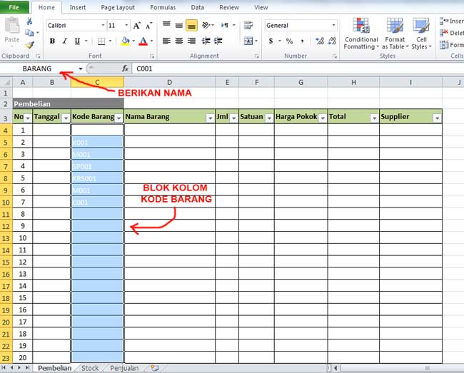 Cara membuat aplikasi penjualan menggunakan Excel