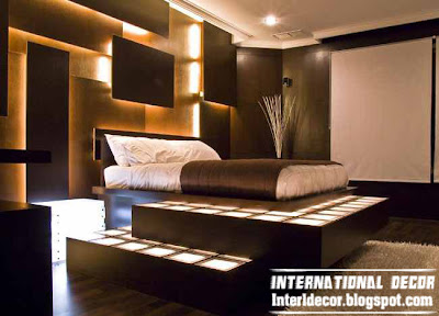Modern Turkish bedroom design with floor and wall lighting