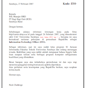 Contoh Surat Lamaran Kerja  Blog Pribadi Terbaruku