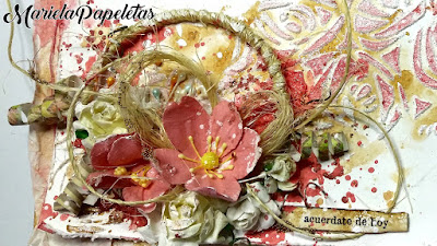  Sobre decorado con técnicas Mix Media y scrapbooking, en tonos rosas, de estilo shabby. Money Box with mixed media and scrapbooking techniques