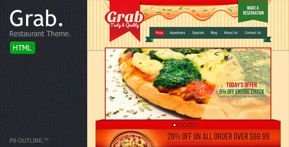 Grab Restaurant Theme - HTML Template - Restaurants & Cafes Entertainment