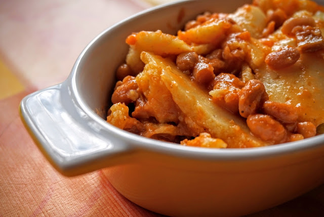 stufato di fagioli borlotti con la polenta