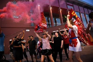 Check out Photos of Liverpool fans celebrating English Premier League title