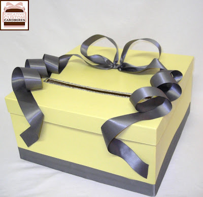We sent her this lovely 1 tier square Lemon and Pewter wedding Card Box