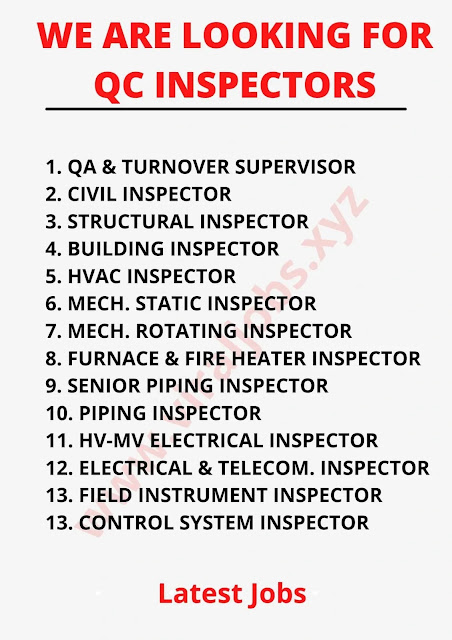 WE ARE LOOKING FOR QC INSPECTORS