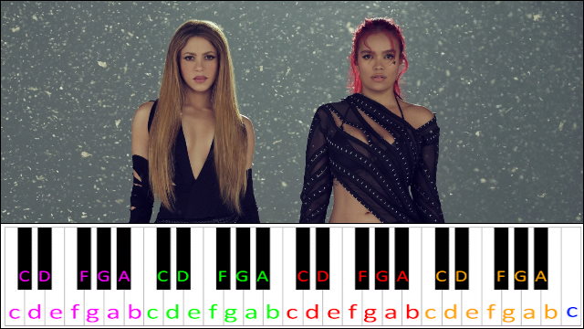 TQG by Shakira, Karol G Piano / Keyboard Easy Letter Notes for Beginners