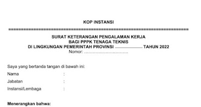 Contoh Surat Keterangan dan Pengalaman Kerja PPPK 2022 Contoh Surat Keterangan dan Pengalaman Kerja PPPK 2022