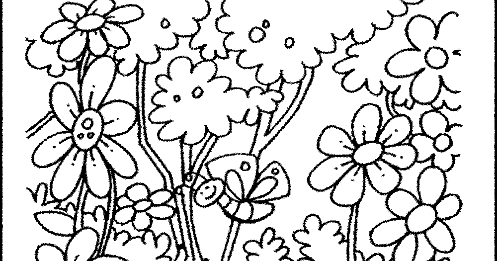 Download Gambar Taman Bunga Untuk Mewarnai | Gambar mewarnai