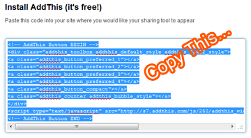 Addthis Sharing button Code Example