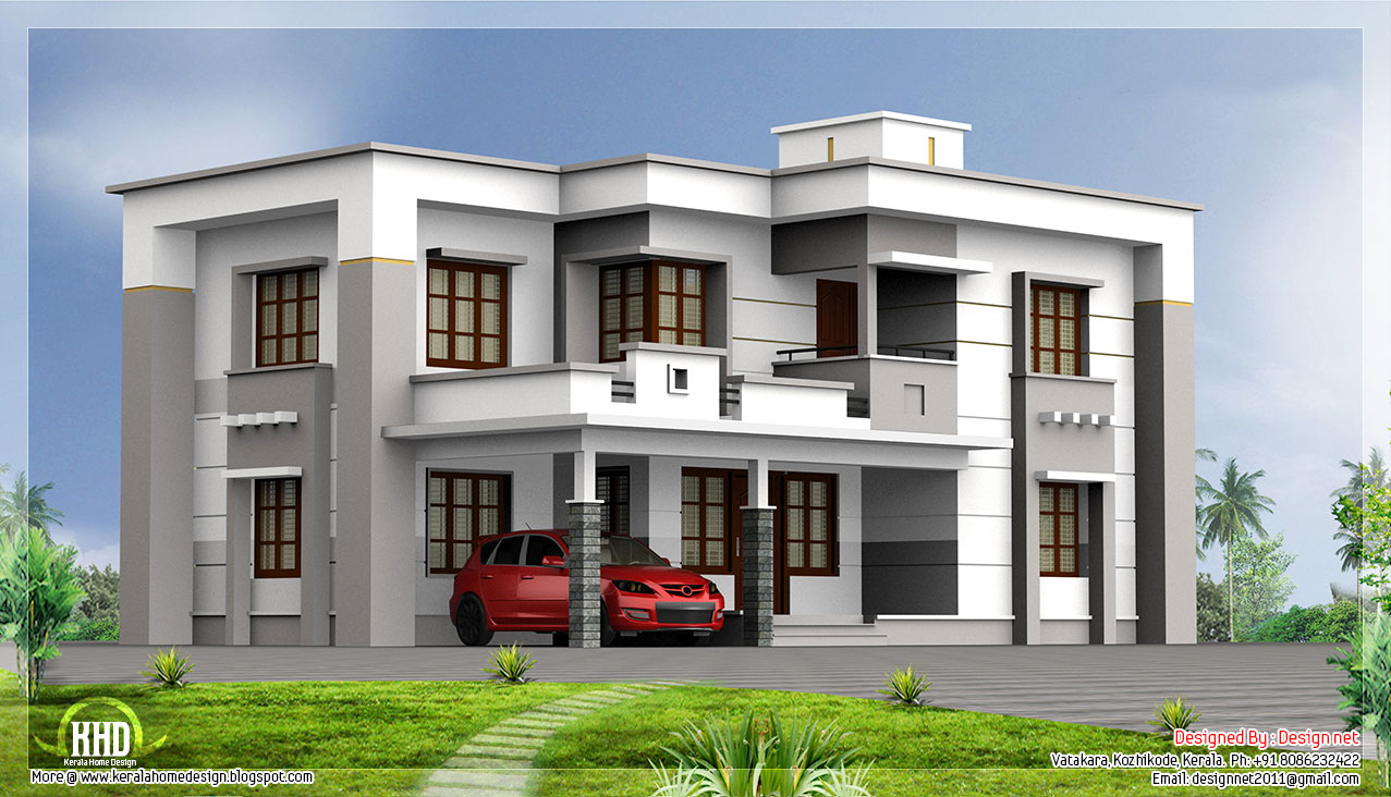 2400 square feet flat roof  house Kerala home  design  and 