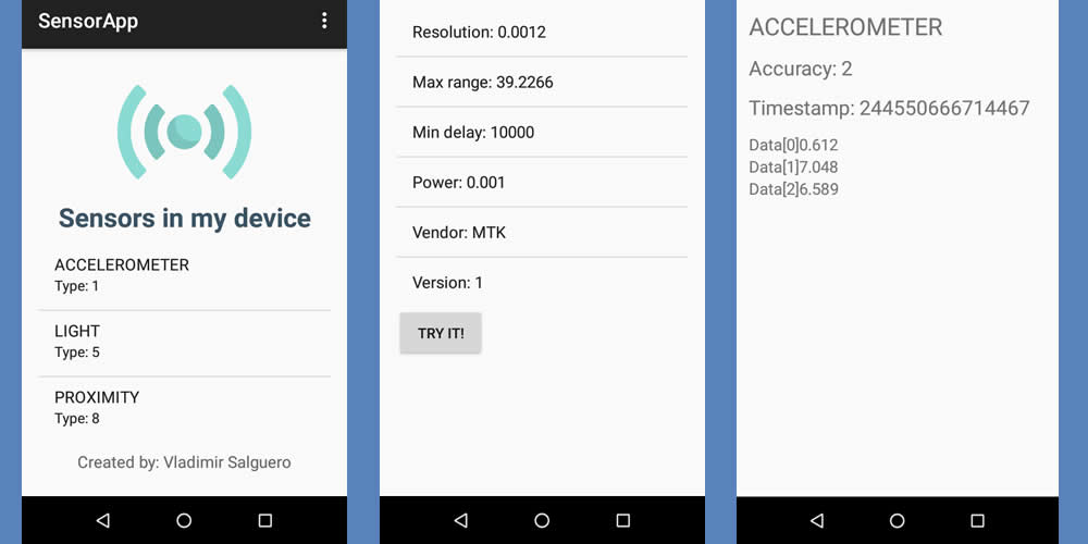 Android App Sensors details