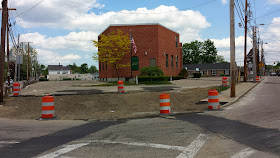 corner of Emmons St and West Central street under construction for the downtown improvement project