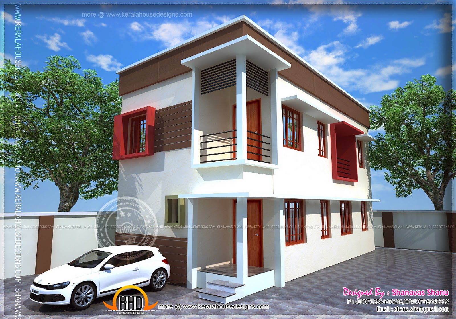 Small plot villa in 2.75 cents of land - Kerala home design and ... - Small plot villa elevation