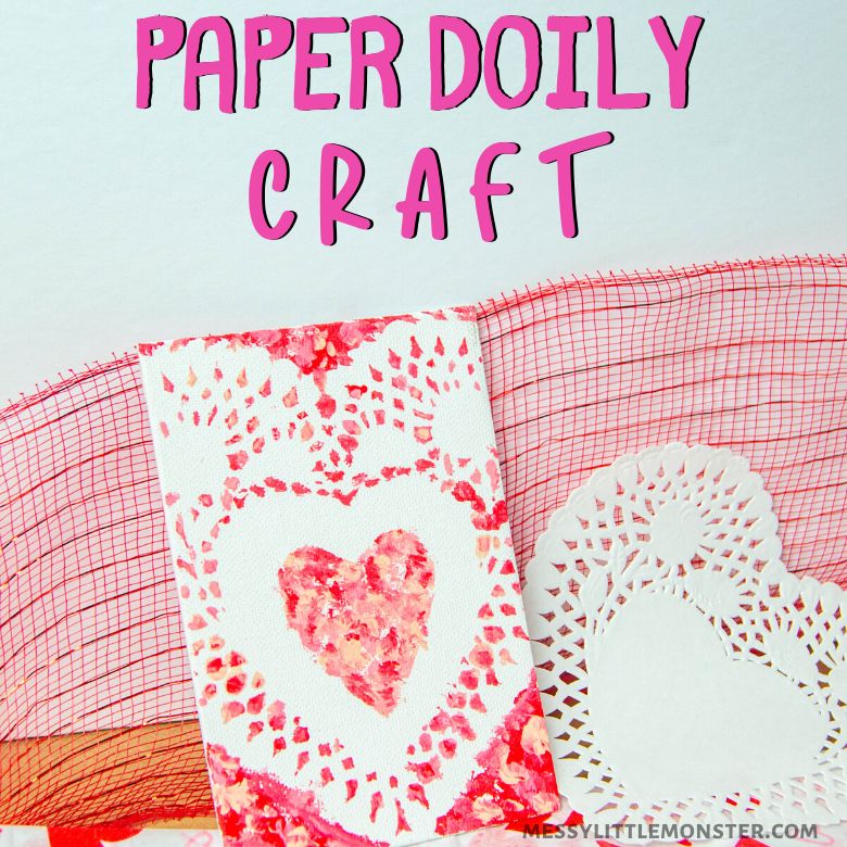 Paper doily heart art for kids