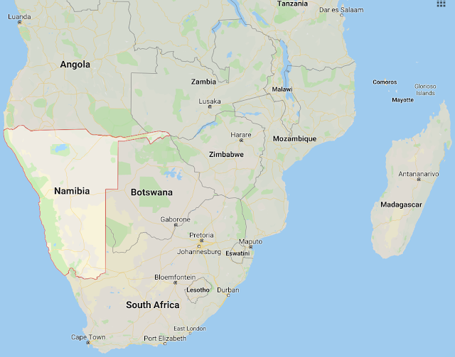 dónde está Namibia en África